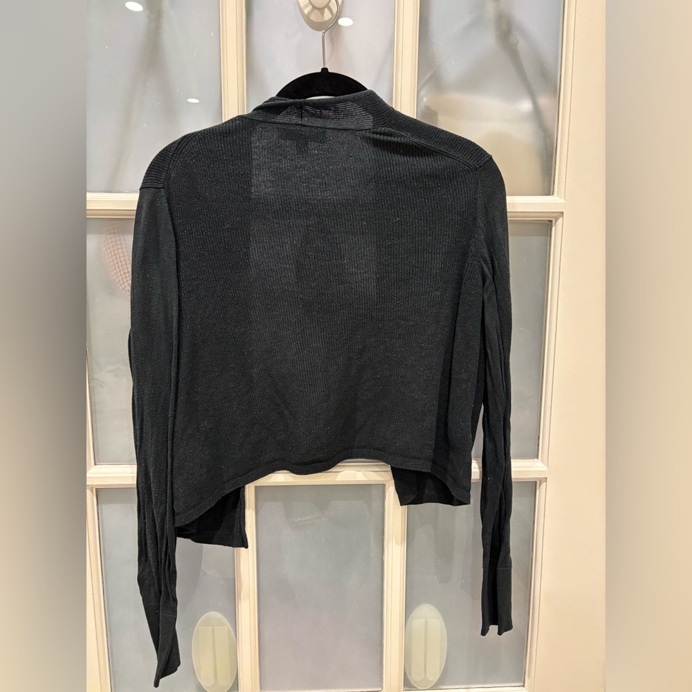Banana republic SILK COTTON CROPPED CARDIGAN SWEATER Women's Black size small - Picture 3 of 6